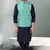green jacquard banarasi silk 3 peice nehru jacket set for men