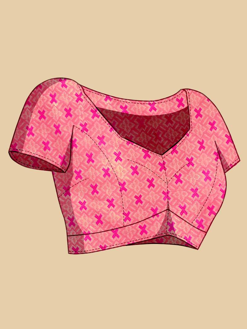 pink color graceful wevon jari designer silk blend blended partywear saree