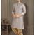 Cream printed banarasi silk straight kurta for men