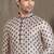 Cream printed banarasi silk straight kurta for men
