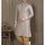 Cream printed banarasi silk straight kurta for men