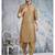 Beige printed banarasi silk straight kurta for men