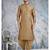 Beige printed banarasi silk straight kurta for men
