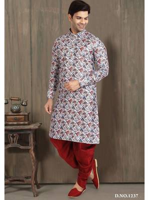 multi color printed banarasi silk straight dhoti kurta  for men 1
