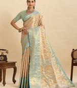 blue color graceful wevon jari silk blend blended partywear saree