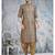 Beige printed banarasi silk straight kurta for men