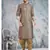 beige printed banarasi silk straight dhoti kurta  for men