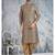 Beige printed banarasi silk straight kurta for men