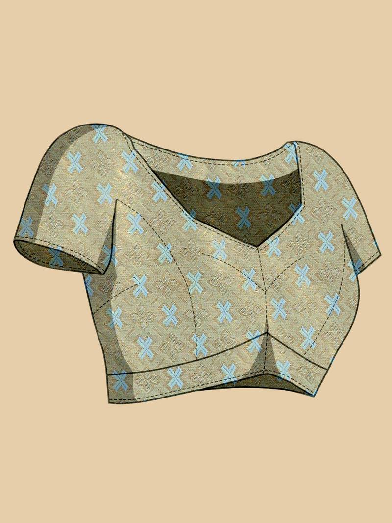 blue color graceful wevon jari designer silk blend blended partywear saree