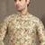 Green printed banarasi silk straight kurta for men
