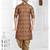 Brown printed banarasi silk straight kurta for men
