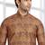 Brown printed banarasi silk straight kurta for men