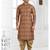 Brown printed banarasi silk straight kurta for men