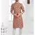 beige cotton printed fabric straight kurta churidar for men