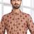 Beige cotton printed fabric straight kurta for men