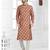 Beige cotton printed fabric straight kurta for men