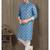 Blue cotton printed fabric straight kurta for men