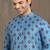 Blue cotton printed fabric straight kurta for men