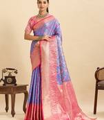 lavender color silk blend blended woven jari ethnic partywear saree