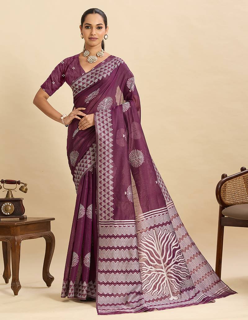 wine color ethnic soft art silk woven designer saree