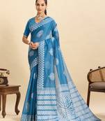 sky blue ethnic soft art silk woven saree