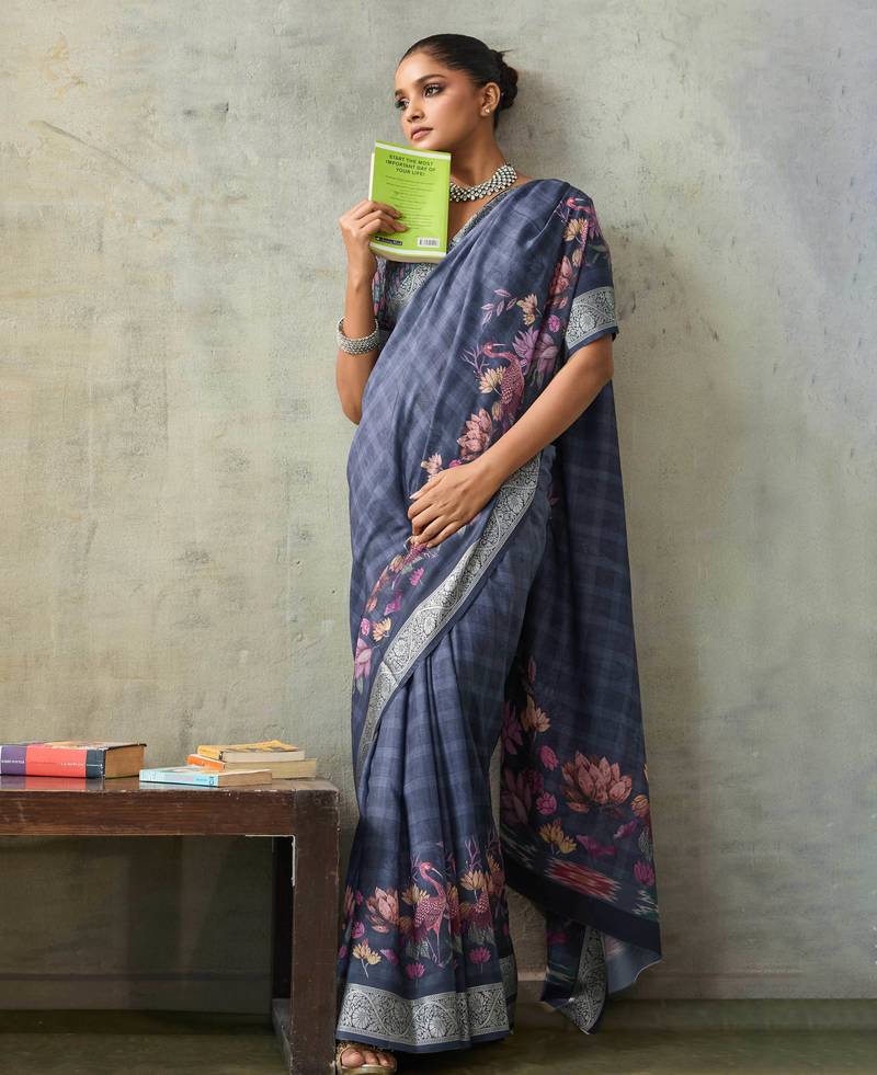 Blue color ethnic rich looks partywear saree