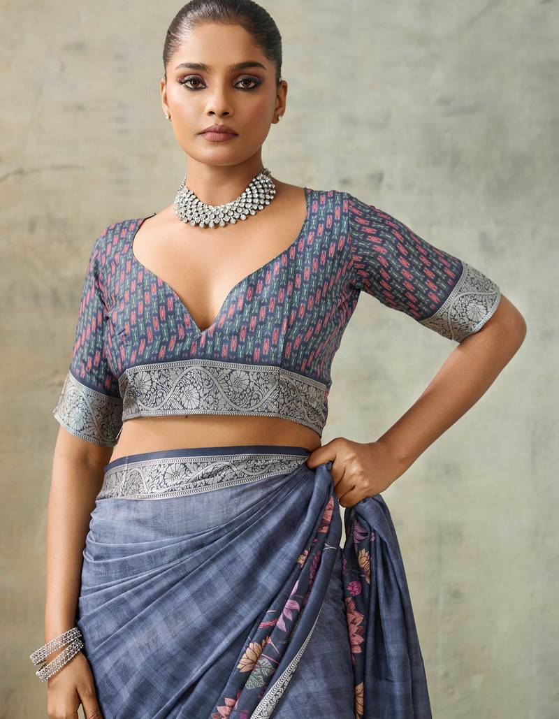 Blue color ethnic rich looks partywear saree