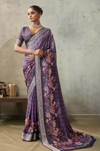 Purple color ethnic rich looks partywear saree