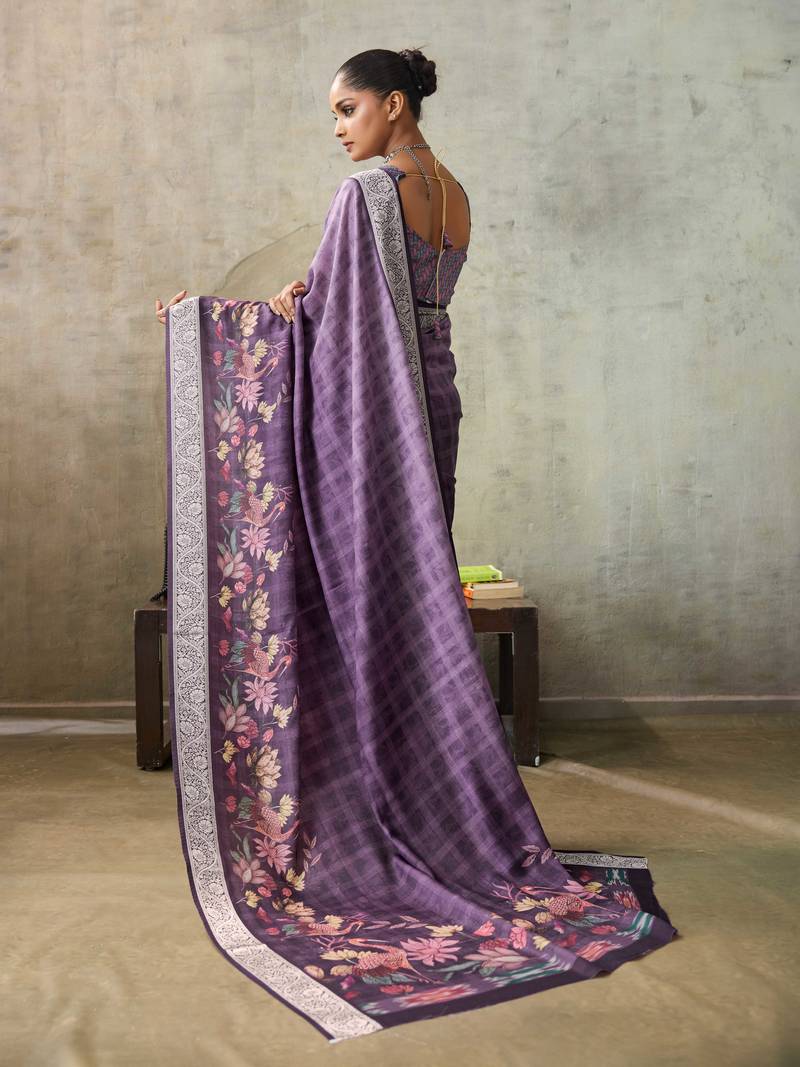 Purple color ethnic rich looks partywear saree