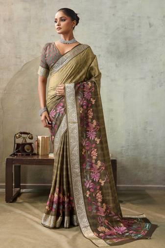Brown color ethnic rich looks partywear saree