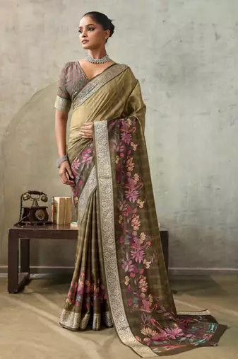 Brown color ethnic rich looks partywear saree