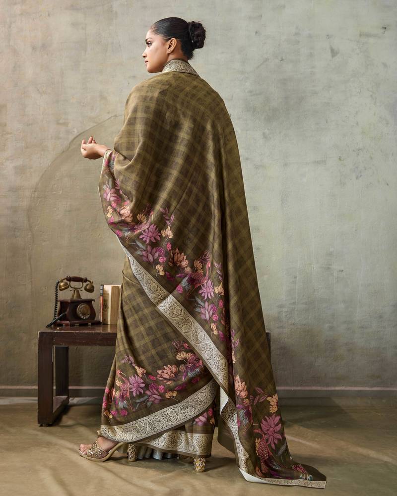 Brown color ethnic rich looks partywear saree