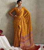 mustard color rich looks bandhani printed elegant festive saree