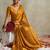 mustard color rich looks designer bandhani printed elegant festive saree