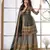 Multi colour embroidered crepe free size stitched palazzo style salwar suit