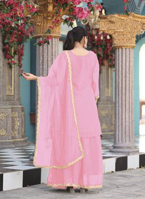 Pink color graceful heavy embroidered palazzo set 2