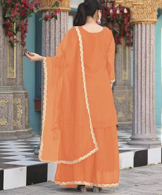 Orange color graceful heavy embroidered palazzo set 2