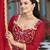 Red color graceful heavy embroidered palazzo suit