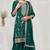 Green color vichitra silk fabric designer embroidery work sharara dress