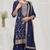 Blue color vichitra silk fabric designer embroidery work sharara dress