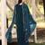 Teal blue color sophesticated designer embroidered velvet suit