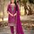 Purple color viscose jacquard woven designer embroidered heavy partywear suit
