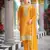 Yellow color viscosee jacquard woven embroidered heavy partywear suit