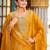 Yellow color viscose jacquard woven designer embroidered heavy partywear suit