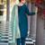 Teal color velvet fabric heavy wedding ceremonial salwar kameez
