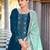 Teal color velvet fabric heavy wedding ceremonial salwar kameez