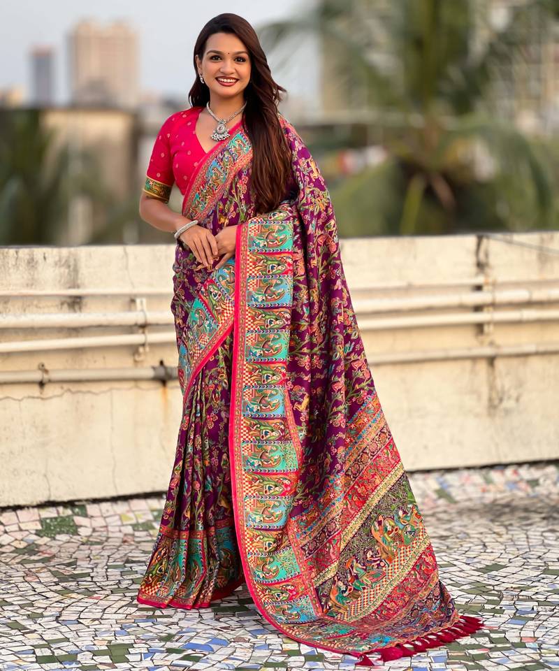 Pure viscose silk woven traditional saree