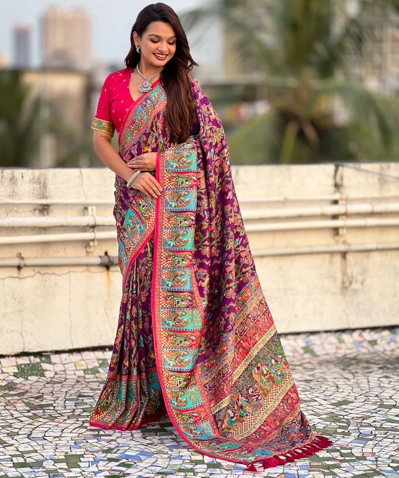 Pure viscose silk woven traditional saree