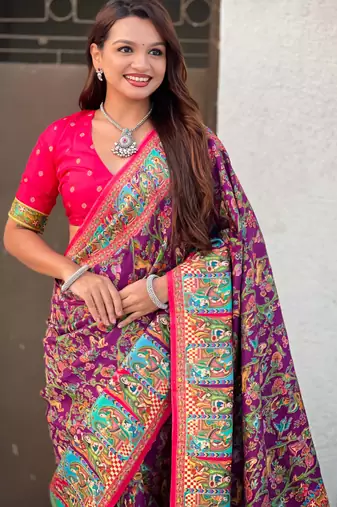 Pure viscose silk woven traditional saree