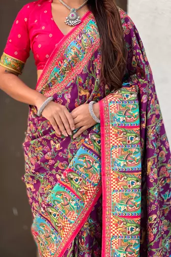 Pure viscose silk woven traditional saree